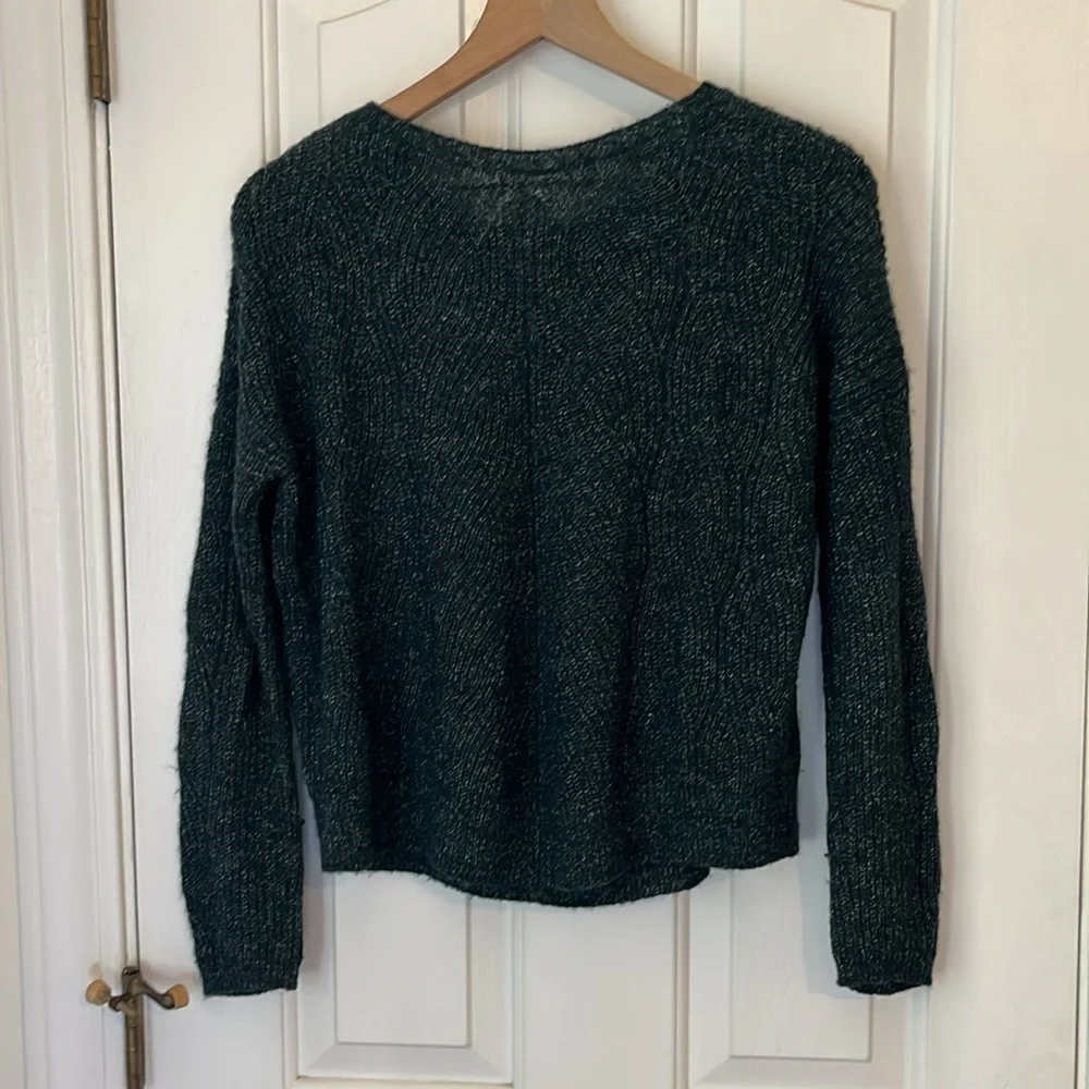 Anthropologie | Keely Fisherman Cable Knit‎ Pointelle Marled Green Sweater XS